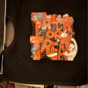 Halloween Orange and Black Trick or Treat Decor candle